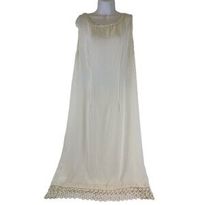 Kathryn Deene Nightgown Ivory Sleeveless Long Maxi Lace Trim Hem Womens 14/16